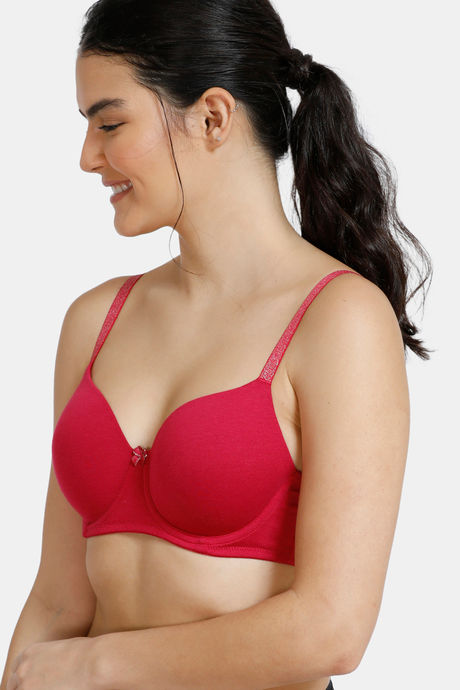 Zivame Ornate Glitz Padded Wired 3/4th Coverage T-Shirt Bra - Cerise — image 2
