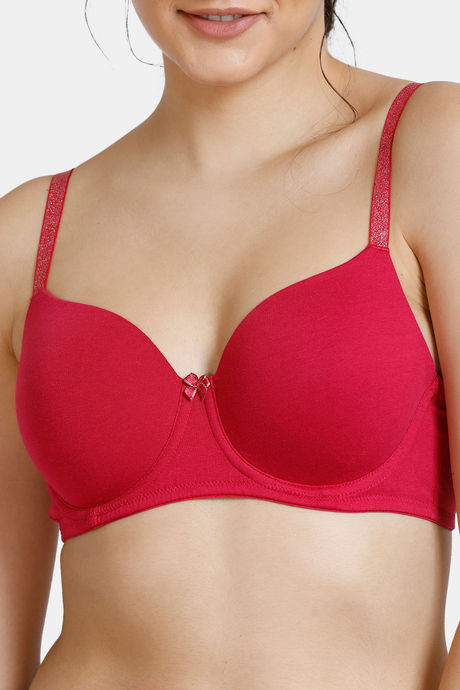 Zivame Ornate Glitz Padded Wired 3/4th Coverage T-Shirt Bra - Cerise — image 4