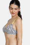 Zivame Whimsical Padded Wired 3/4th Coverage T-Shirt Bra - Black N White Print — thumbnail 3