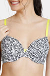 Zivame Whimsical Padded Wired 3/4th Coverage T-Shirt Bra - Black N White Print — thumbnail 4