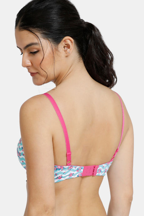 Zivame Whimsical Padded Wired 3/4th Coverage T-Shirt Bra - Floral Chevron Print — image 2