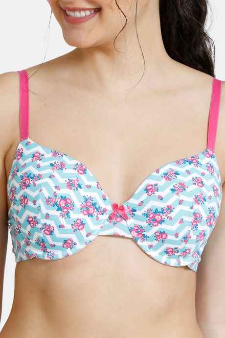 Zivame Whimsical Padded Wired 3/4th Coverage T-Shirt Bra - Floral Chevron Print — image 4