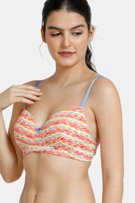 Zivame Whimsical Padded Non Wired 3/4th Coverage T-Shirt Bra - Wave Print — image 3
