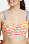 Zivame Whimsical Padded Non Wired 3/4th Coverage T-Shirt Bra - Wave Print — thumbnail 4