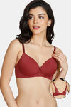 Zivame Beautiful Basics Padded Non Wired 3/4Th Coverage T-Shirt Bra - Sundried Tomato — thumbnail 1