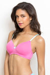 Zivame Padded Non Wired 3/4th Coverage T-Shirt Bra - Neon Pink — thumbnail 2