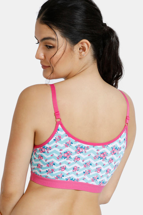 Zivame Whimsical Double Layered Non Wired Full Coverage Bralette - Floral Chevron — image 2