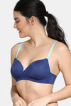 Zivame Padded Non Wired 3/4th Coverage T-Shirt Bra - Blue Depth — thumbnail 3