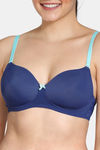 Zivame Padded Non Wired 3/4th Coverage T-Shirt Bra - Blue Depth — thumbnail 4