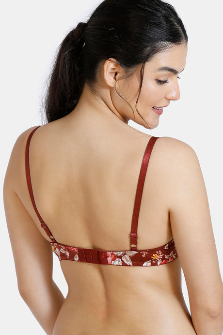 Zivame Bloom Padded Wired 3/4Th Coverage T-Shirt Bra - Red Floral — image 3