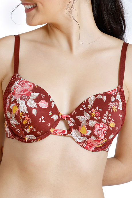Zivame Bloom Padded Wired 3/4Th Coverage T-Shirt Bra - Red Floral — image 4