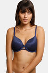 Zivame Moroccan Lace Padded Wired 3/4th Coverage Lace Bra - Blue Depths — thumbnail 1