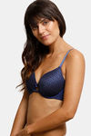 Zivame Moroccan Lace Padded Wired 3/4th Coverage Lace Bra - Blue Depths — thumbnail 2