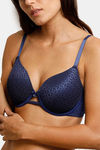 Zivame Moroccan Lace Padded Wired 3/4th Coverage Lace Bra - Blue Depths — thumbnail 4