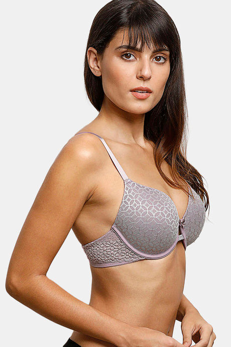 Zivame Moroccan Lace Padded Wired 3/4th Coverage Lace Bra - Valerian — image 2