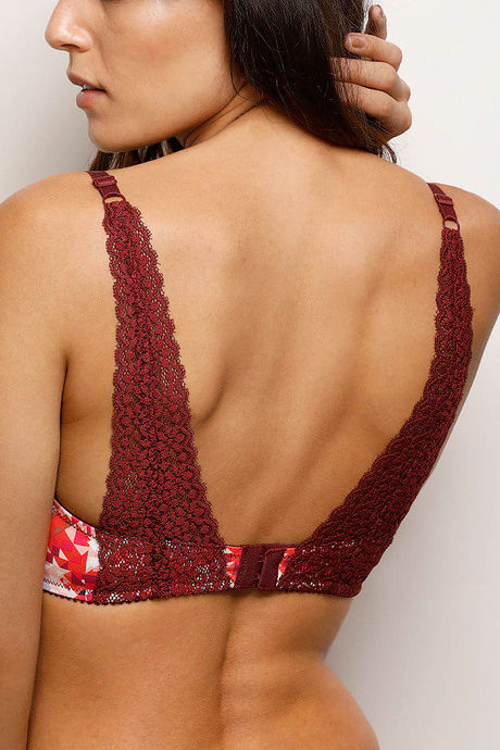 Zivame Moroccan Lace Padded Non Wired 3/4th Coverage T-Shirt Bra - Zinfandel — image 5