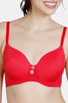 Zivame Modern Grounds Padded Non Wired 3/4th Coverage T-Shirt Bra - Lipstick Red — thumbnail 4