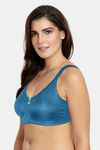 Zivame Modern Grounds Double Layered Non Wired Full Coverage Minimiser Bra - Blue — thumbnail 3