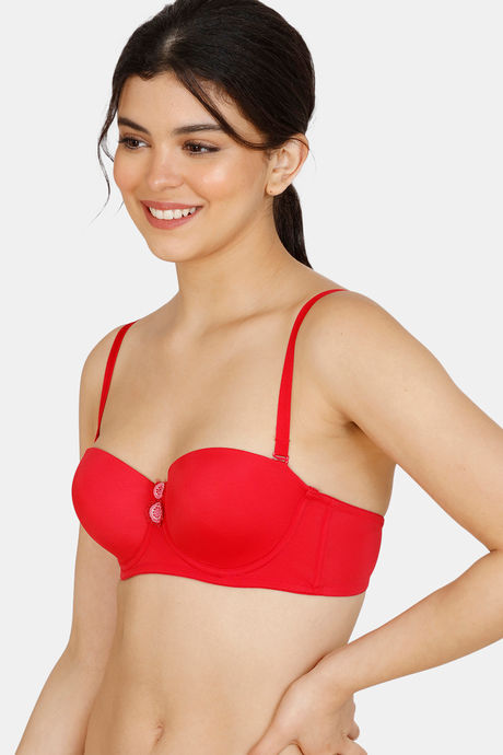 Zivame Modern Grounds Padded Wired 3/4th Coverage Strapless Bra - Lipstick Red — image 2