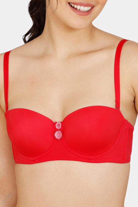 Zivame Modern Grounds Padded Wired 3/4th Coverage Strapless Bra - Lipstick Red — image 5