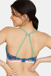 Zivame Tree Of Life Printed Double Layered Non Wired 3/4th Coverage T-Shirt Bra - Classic Blue — thumbnail 3