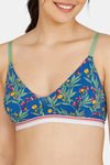 Zivame Tree Of Life Printed Double Layered Non Wired 3/4th Coverage T-Shirt Bra - Classic Blue — thumbnail 5