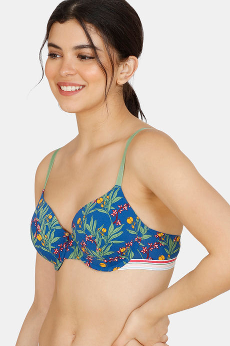 Zivame Tree Of Life Printed Padded Wired 3/4th Coverage T-Shirt Bra - Classic Blue — image 3