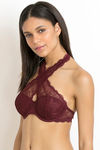 Zivame Luxe Lace Padded Wired 3/4th Coverage Bralette - Zinfandel — thumbnail 5