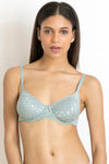 Zivame Luxe Lace Double Layered Wired Low Coverage Bra-Silver Blue — thumbnail 1