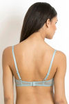 Zivame Luxe Lace Double Layered Wired Low Coverage Bra-Silver Blue — thumbnail 3