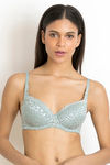 Zivame Luxe Lace Padded Wired 3/4th Coverage Bra-Silver Blue — thumbnail 2
