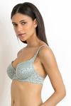 Zivame Luxe Lace Padded Wired 3/4th Coverage Bra-Silver Blue — thumbnail 3