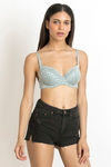 Zivame Luxe Lace Padded Wired 3/4th Coverage Bra-Silver Blue — thumbnail 5