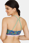 Zivame Tree Of Life Printed Double Layered Non Wired 3/4th Coverage Bralette - Classic Blue — thumbnail 3
