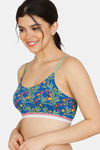 Zivame Tree Of Life Printed Double Layered Non Wired 3/4th Coverage Bralette - Classic Blue — thumbnail 4