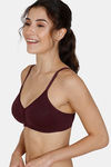 Zivame Beautiful Basics Double Layered Non Wired 3/4th Coverage T-Shirt Bra - Wine — thumbnail 3