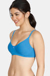 Zivame Beautiful Basics Double Layered Non Wired 3/4th Coverage T-Shirt Bra - French Blue — thumbnail 3
