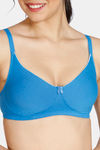 Zivame Beautiful Basics Double Layered Non Wired 3/4th Coverage T-Shirt Bra - French Blue — thumbnail 4