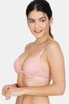 Zivame Jacquard Scrolls Push Up Wired Medium Coverage Bra - Rose Tan — thumbnail 3