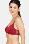 Zivame Jacquard Scrolls Single Layered Non Wired 3/4th Coverage T-Shirt Bra - Rhododendron — thumbnail 3