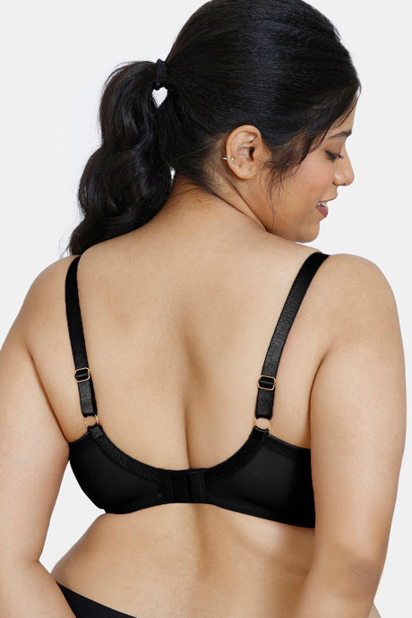 Zivame True Curv Double Layered Wired Full Coverage Super Support Bra - Black — image 3