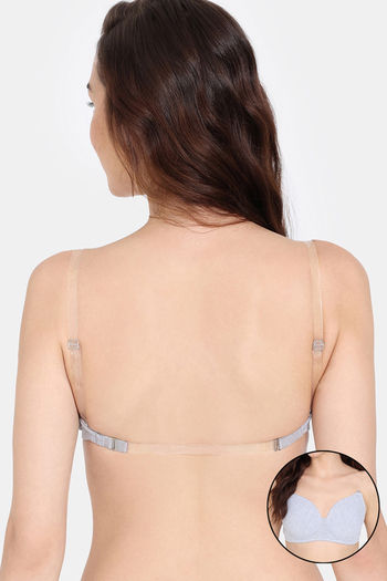Zivame Beautiful Basics Padded Non Wired 3/4Th Coverage Backless Bra - Grey Melange