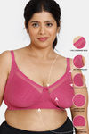 Zivame True Curv Double Layered Non Wired Full Coverage Super Support Bra - Fuchsia Red — thumbnail 4