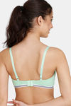 Zivame Beautiful Basics Padded Non Wired 3/4th Coverage T-Shirt Bra - Green Ash — thumbnail 2