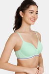 Zivame Beautiful Basics Padded Non Wired 3/4th Coverage T-Shirt Bra - Green Ash — thumbnail 3