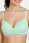 Zivame Beautiful Basics Padded Non Wired 3/4th Coverage T-Shirt Bra - Green Ash — thumbnail 4
