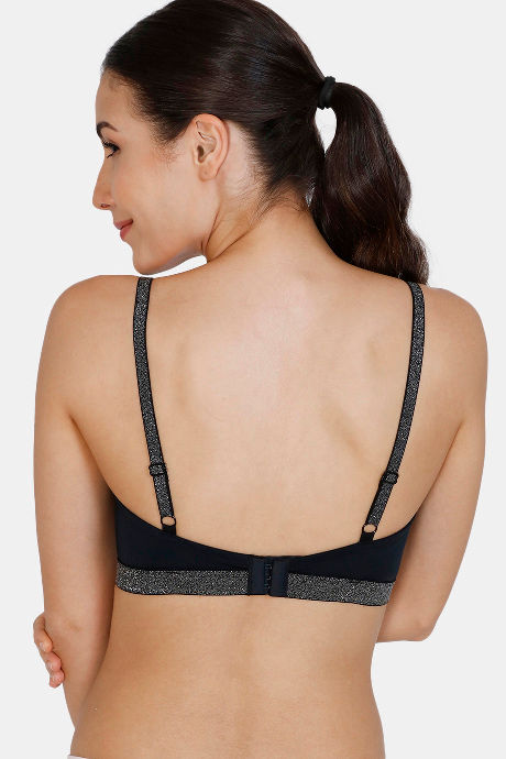 Zivame Shine & Shimmer Double Layered Non Wired 3/4th Coverage T-Shirt Bra - Anthracite — image 2