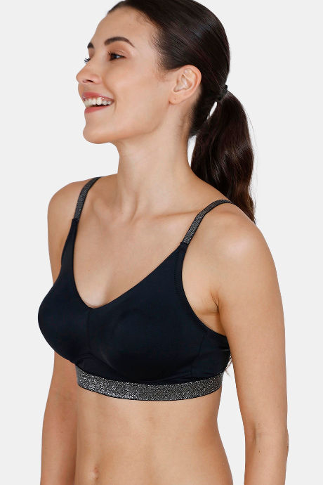Zivame Shine & Shimmer Double Layered Non Wired 3/4th Coverage T-Shirt Bra - Anthracite — image 3