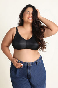 Zivame True Curv Double Layered Non Wired Full Coverage Minimiser Bra - Black — thumbnail 4