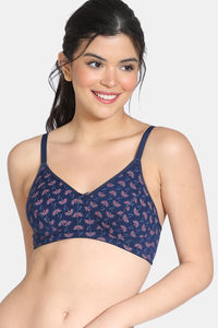 Buy Zivame Modern Grounds Double Layered Non Wired 3/4th Coverage T-Shirt Bra - Navy Blue
